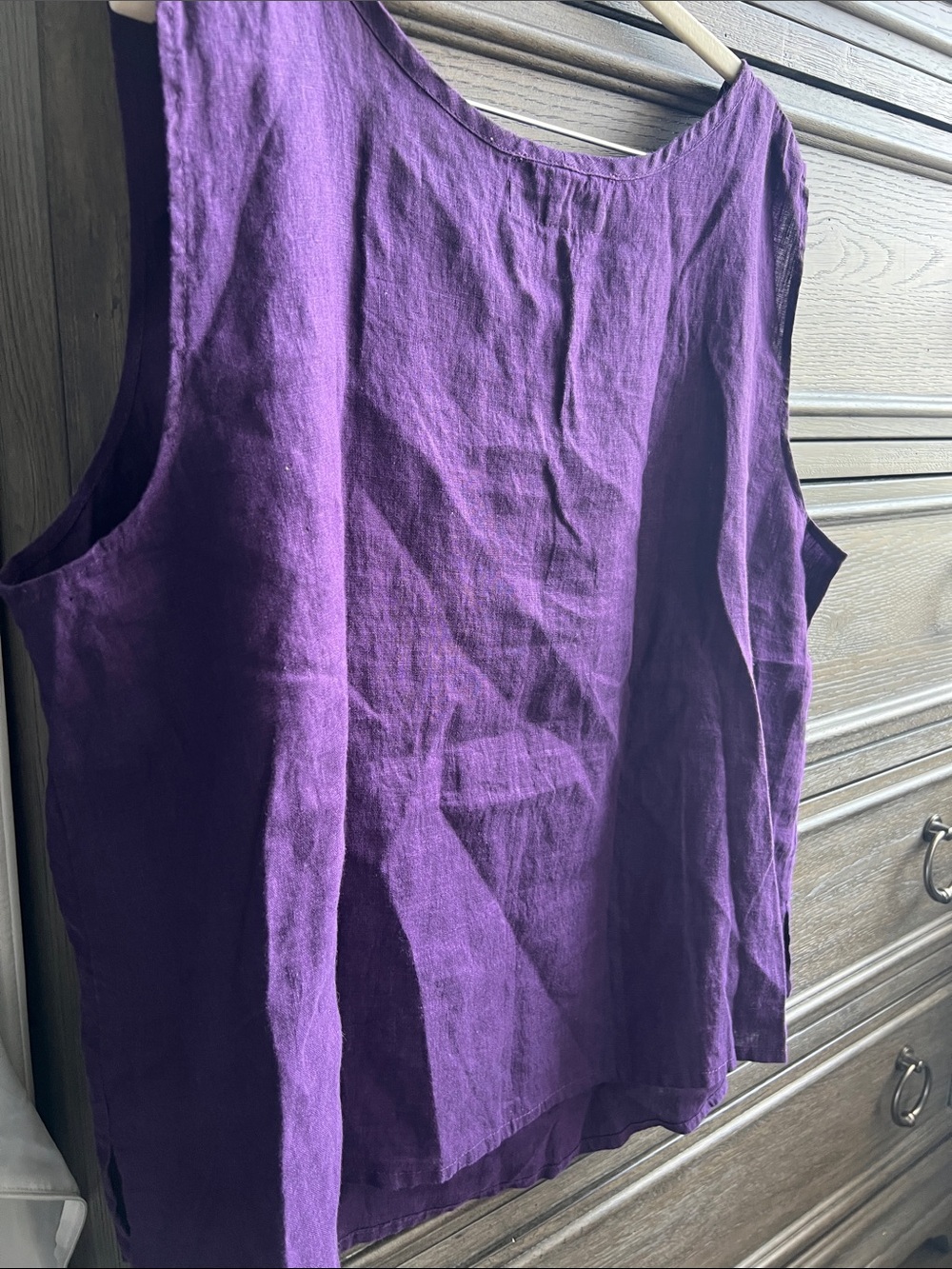 Flax Linen Sleeveless Tunic in Purple Lagenlook - Picture 5 of 7